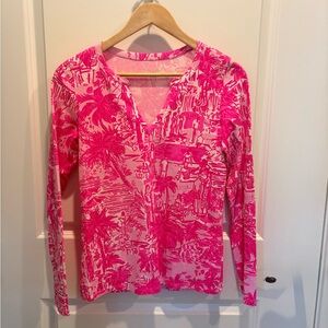 Lilly Pulitzer Kayleigh Printed Pink Patterned Long Sleeve Top